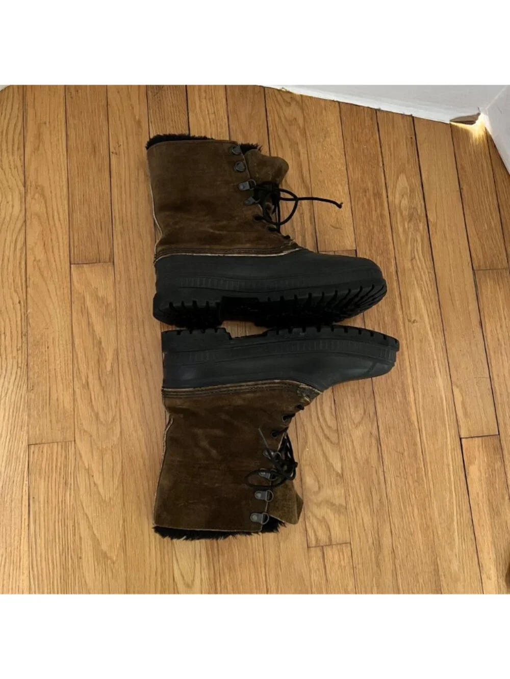 Vintage Sorel Mens Size 7 Brown Suede Kaufman Steel Shank Fur Lined Winter Boots